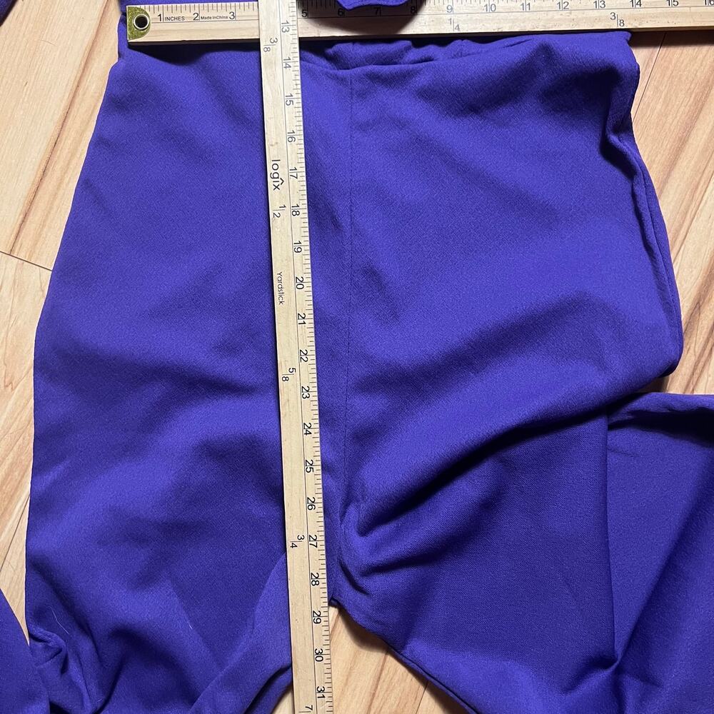 VINTAGE 70s Ruffle Disco Jumpsuit Size 4 Full Body Purple Bell Bottom Retro - Picture 8 of 8